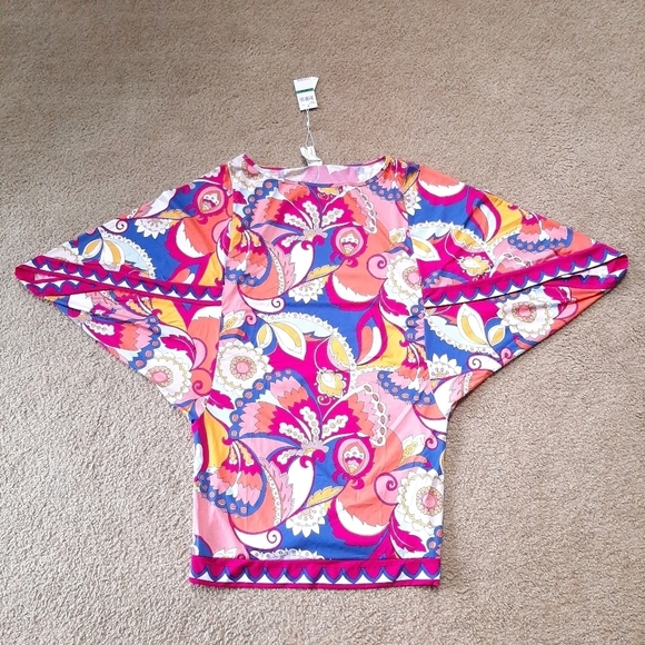 Trina Turk Sz Large Sevilla Batwing Tunic Dress Cover Up NWT  - Brand New! - Picture 6 of 9